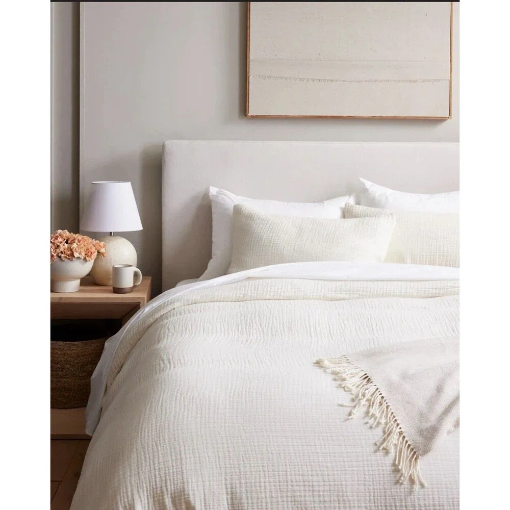 NWT QUINCE AIRY ORGANIC 100% COTTON GAUZE DUVET COVER SET KING CAL K UNDYED $170